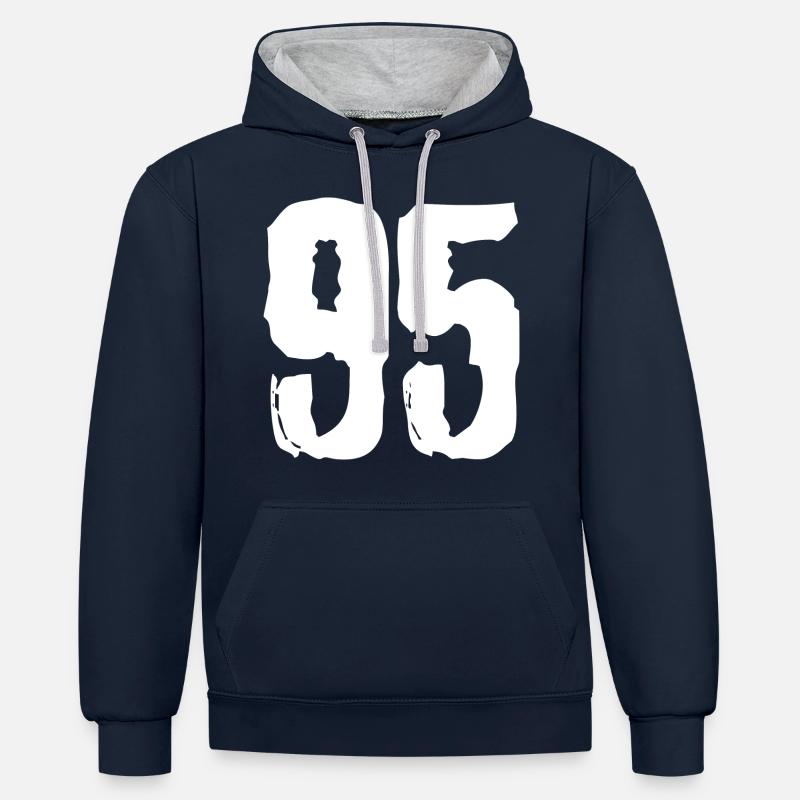 Maillot à 95 numéros - Sweat à capuche contrasté - bleu marine/gris chiné