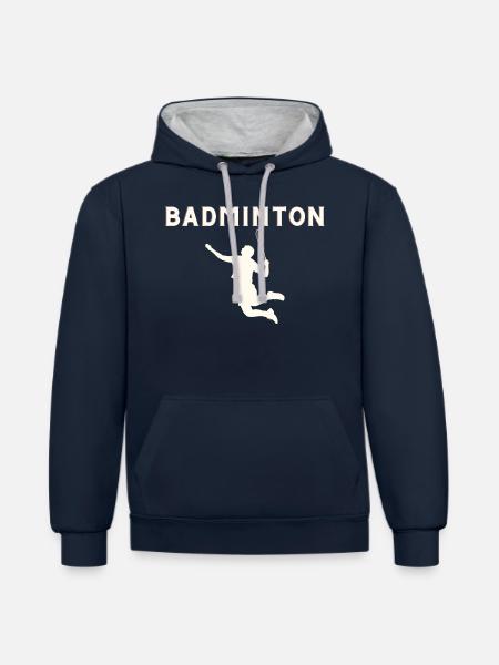 Badminton - Kontrast-Hoodie - Navy/Grau meliert