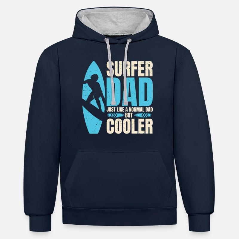 surfer Dad Like A Regular Dad But Cooler - Sweat à capuche contrasté - bleu marine/gris chiné