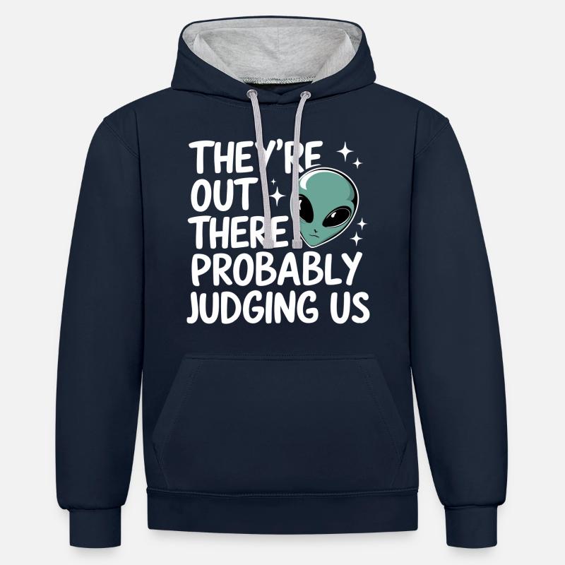 Alien UFO Aliens Außerirdischer - Sweat à capuche contrasté - bleu marine/gris chiné
