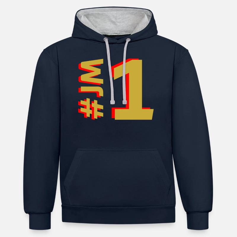 JM1 - Sweat à capuche contrasté - bleu marine/gris chiné