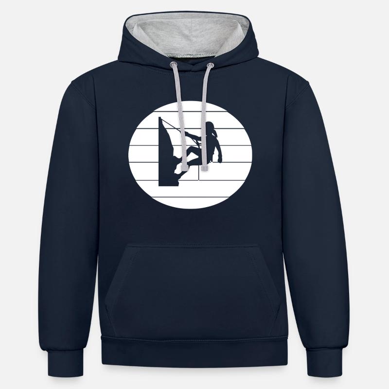 Escalade de bloc - Sweat à capuche contrasté - bleu marine/gris chiné