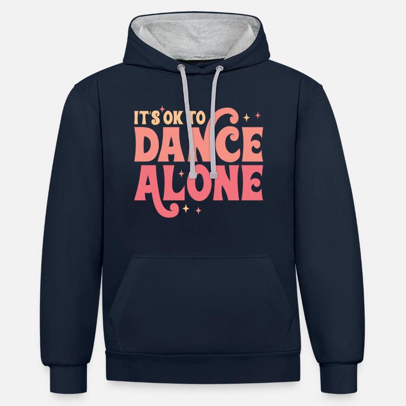 C’est OK de danser seul - Sweat à capuche contrasté - bleu marine/gris chiné