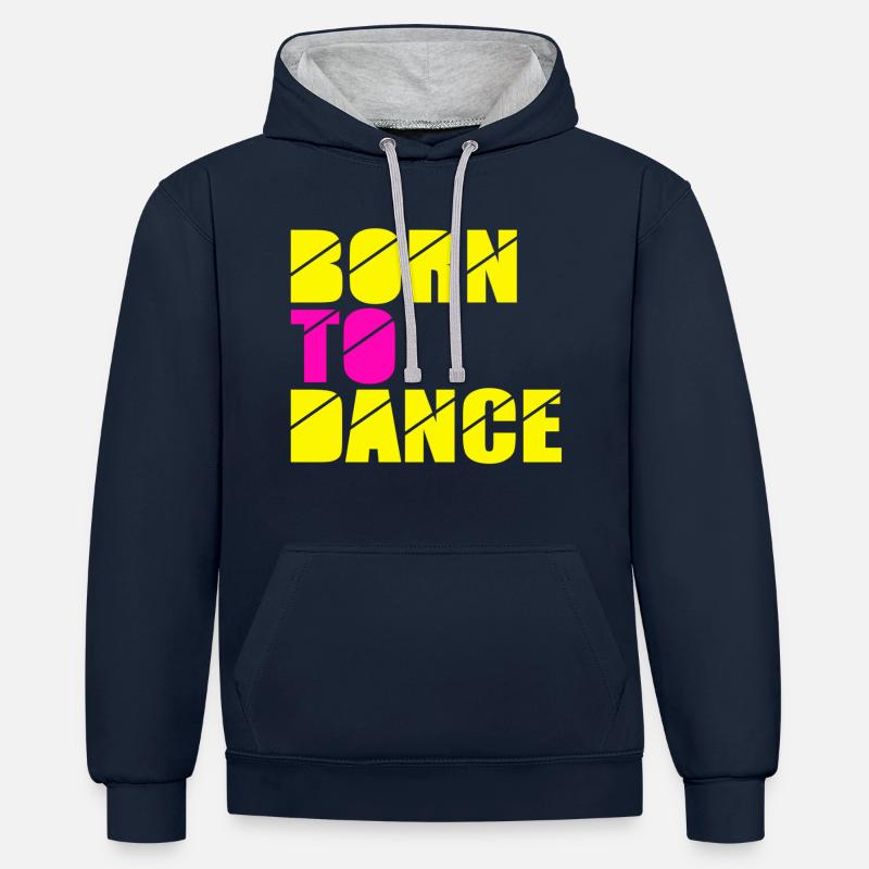 born to dance - Sweat à capuche contrasté - bleu marine/gris chiné