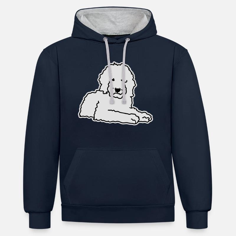 Goldendoodle - Sweat à capuche contrasté - bleu marine/gris chiné