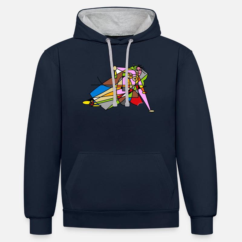 agréable - Sweat à capuche contrasté - bleu marine/gris chiné