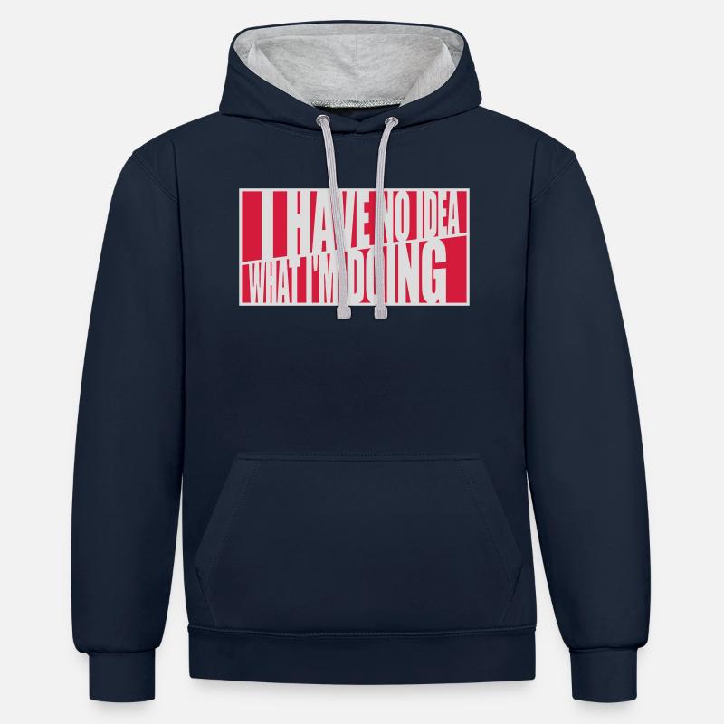 Aucune idée - Sweat à capuche contrasté - bleu marine/gris chiné