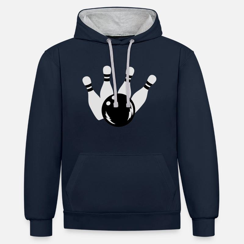 Bowling - Sweat à capuche contrasté - bleu marine/gris chiné