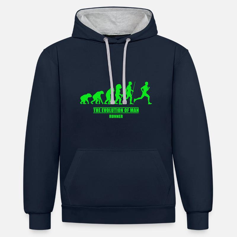Läufer Evolution Läufer - Kontrast-Hoodie - Navy/Grau meliert