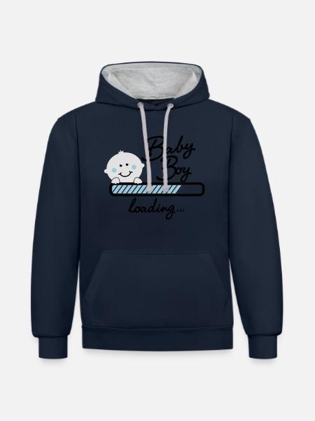 Baby Boy loading... - Kontrast-Hoodie - Navy/Grau meliert