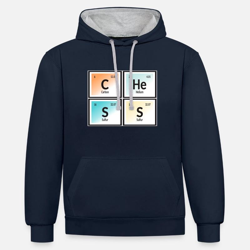 | d’échecs Tableau périodique des éléments - Sweat à capuche contrasté - bleu marine/gris chiné