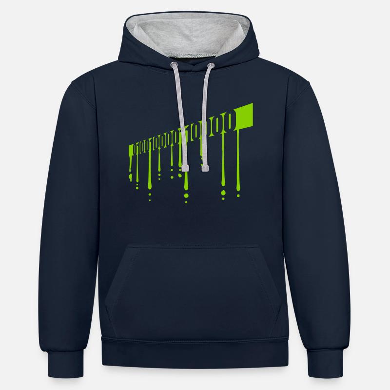Binary Code Program Language - Contrast hoodie - navy/heather grey