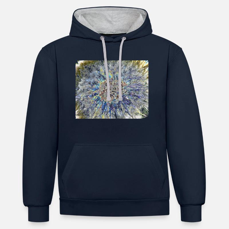 Pissenlit, A731878 - Sweat à capuche contrasté - bleu marine/gris chiné