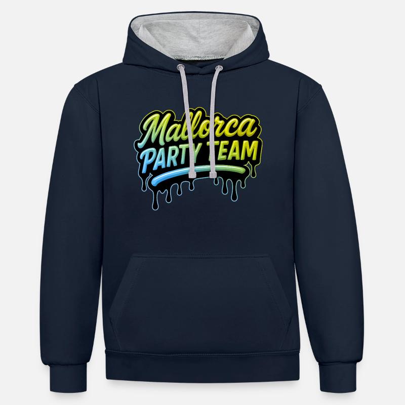 Mallorca Party Team Bunt - Sweat à capuche contrasté - bleu marine/gris chiné
