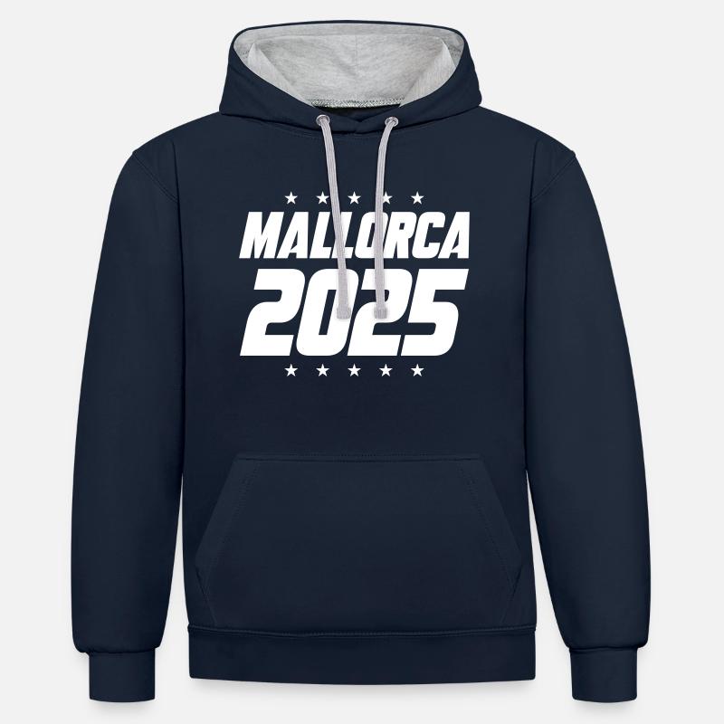 Majorque 2025 - Sweat à capuche contrasté - bleu marine/gris chiné
