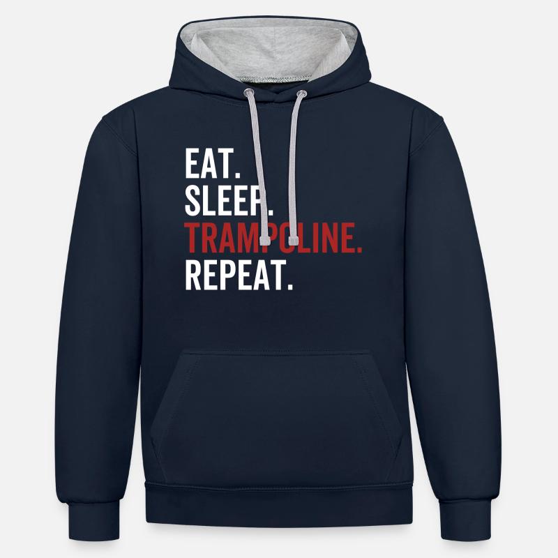 Manger Sleep Trampoline Répéter - Sweat à capuche contrasté - bleu marine/gris chiné