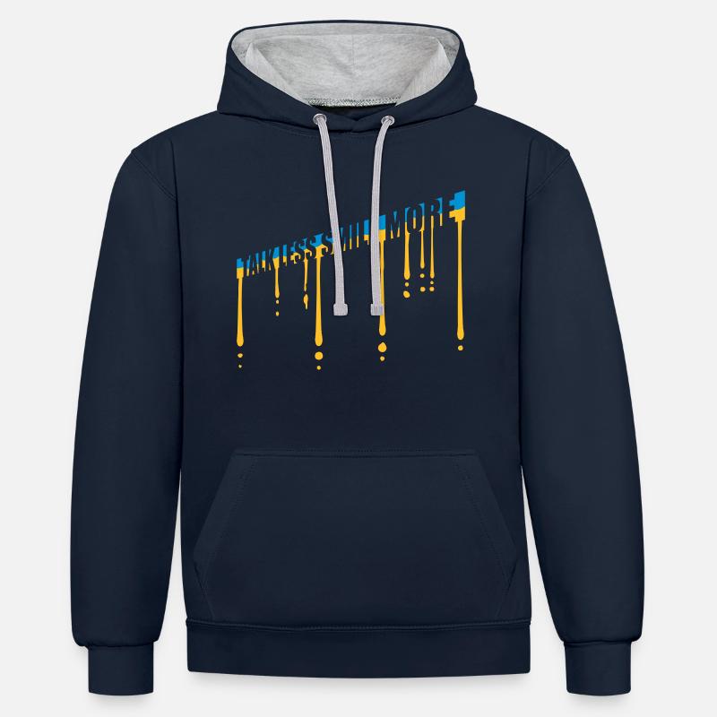 parler moins sourire plus - Sweat à capuche contrasté - bleu marine/gris chiné