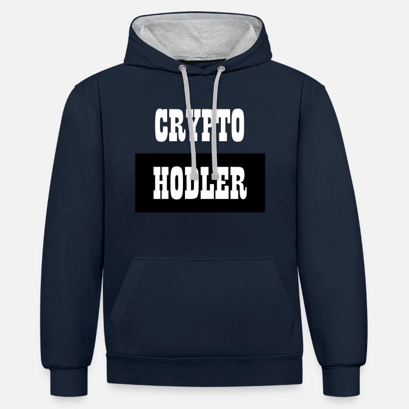 Bitcoin Trading Crypto Stocks - Sweat à capuche contrasté - bleu marine/gris chiné