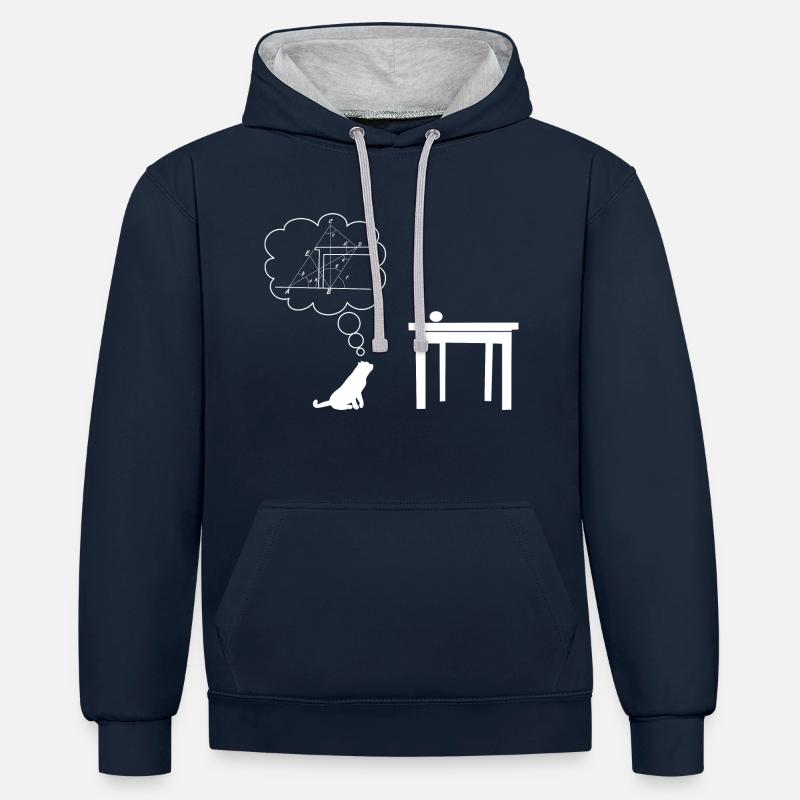 Katze sciencest - Kontrast-Hoodie - Navy/Grau meliert
