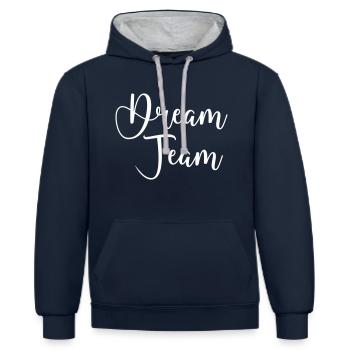 dream team - Kontrast-Hoodie - Navy/Grau meliert - Vorne - Nico (186cm)