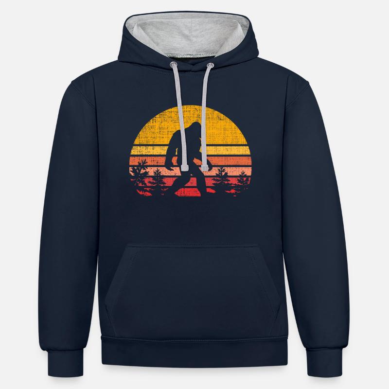 Bigfoot Retro - Sweat à capuche contrasté - bleu marine/gris chiné