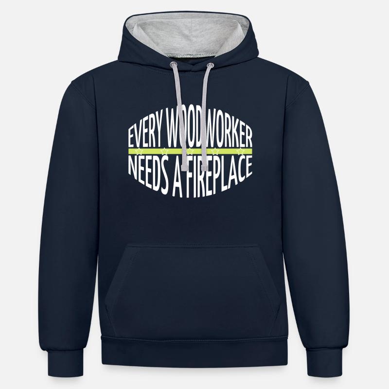 blagues de charpentier tshirts - Sweat à capuche contrasté - bleu marine/gris chiné