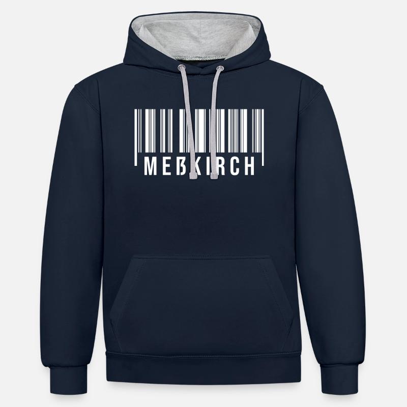 Schwabe Strichcode Meßkirch - Kontrast-Hoodie - Navy/Grau meliert