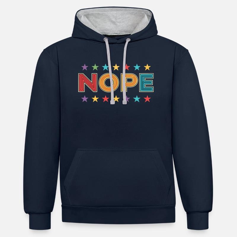NOPE, nope - Sweat à capuche contrasté - bleu marine/gris chiné