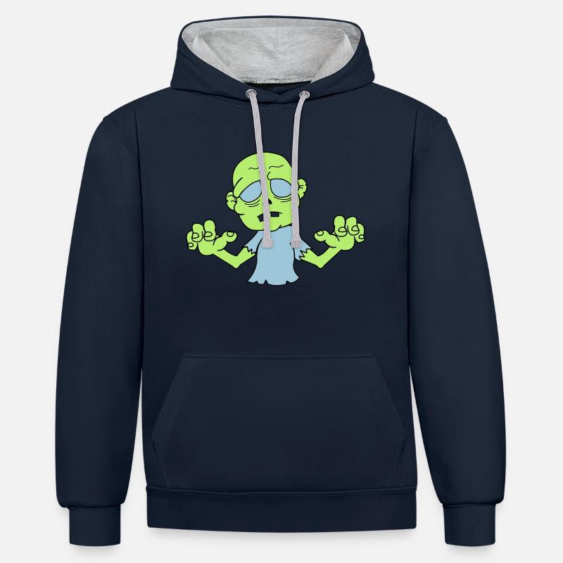 (zombie_2) - Kontrast-Hoodie - Navy/Grau meliert
