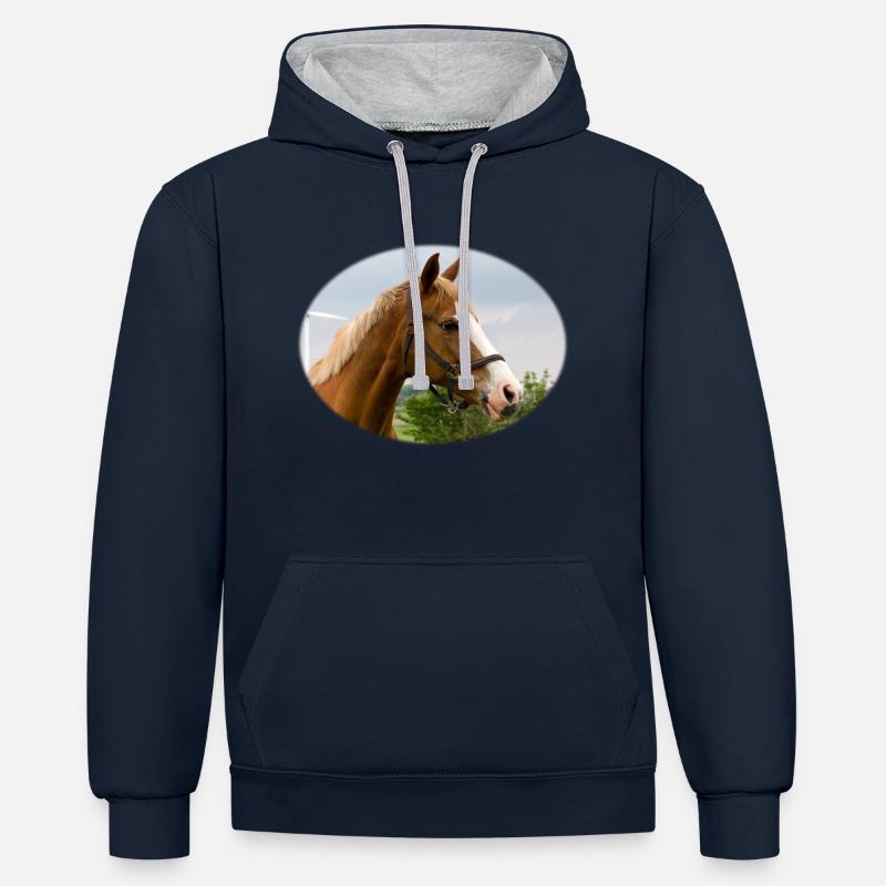 Cheval. Cheval. - Sweat à capuche contrasté - bleu marine/gris chiné