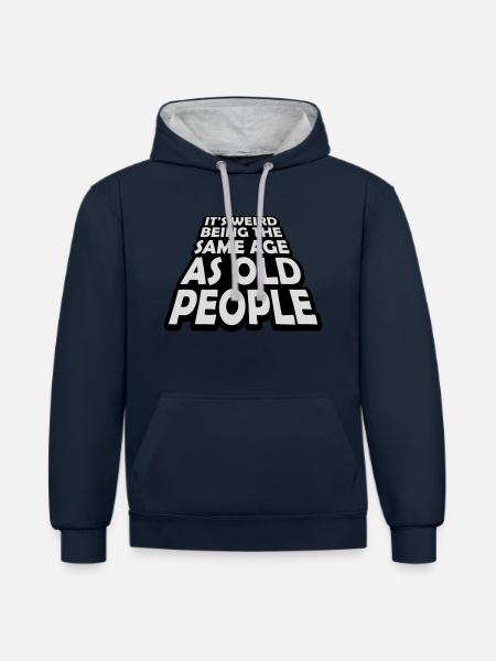being old people age - Contrast hoodie - navy/heather grey