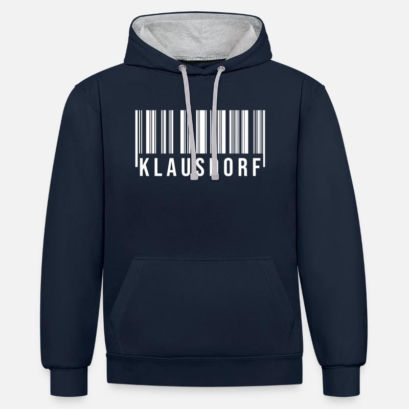 Klausdorf Strichcode - Kontrast-Hoodie - Navy/Grau meliert