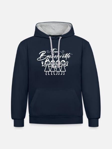 Bachelorette Team Mädels - Kontrast-Hoodie - Navy/Grau meliert