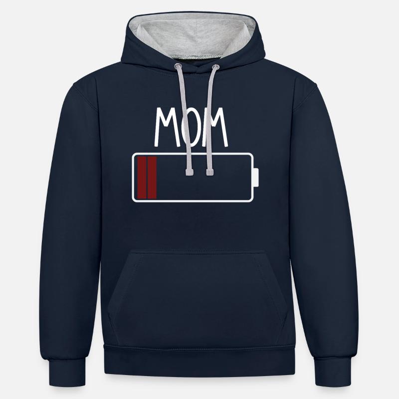 Écrou batterie faible - Sweat à capuche contrasté - bleu marine/gris chiné