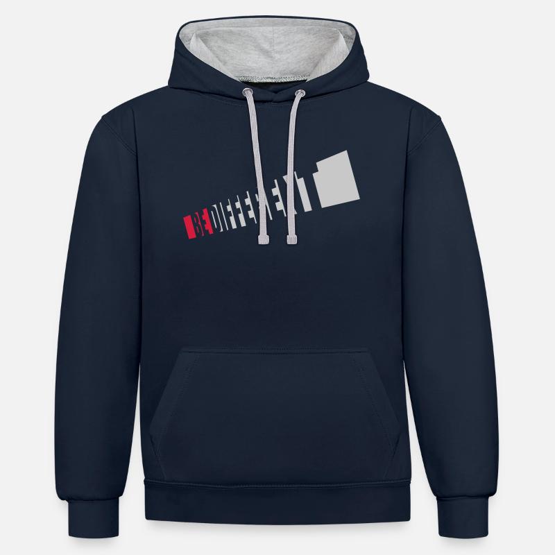 Be different Logo Design - Kontrast-Hoodie - Navy/Grau meliert