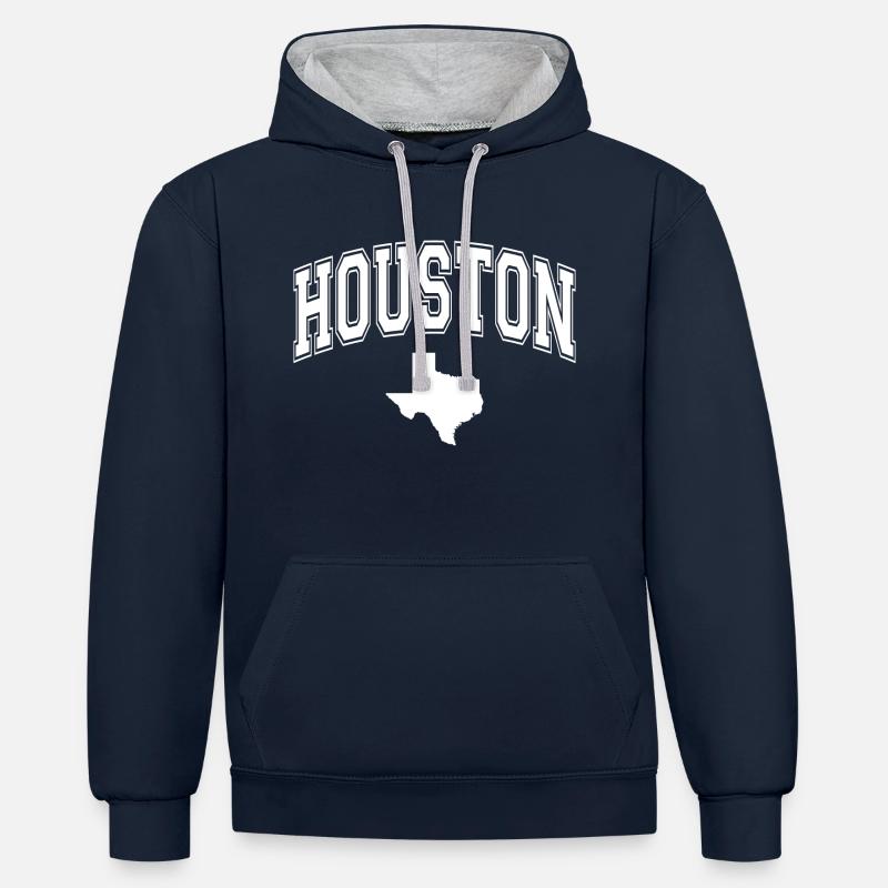 houston plan plan - Sweat à capuche contrasté - bleu marine/gris chiné
