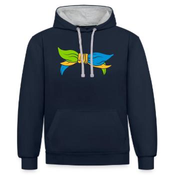 Bunte weibliche Kopfbedeckung Kopftuch - Kontrast-Hoodie - Navy/Grau meliert - Vorne - Nico (186cm)