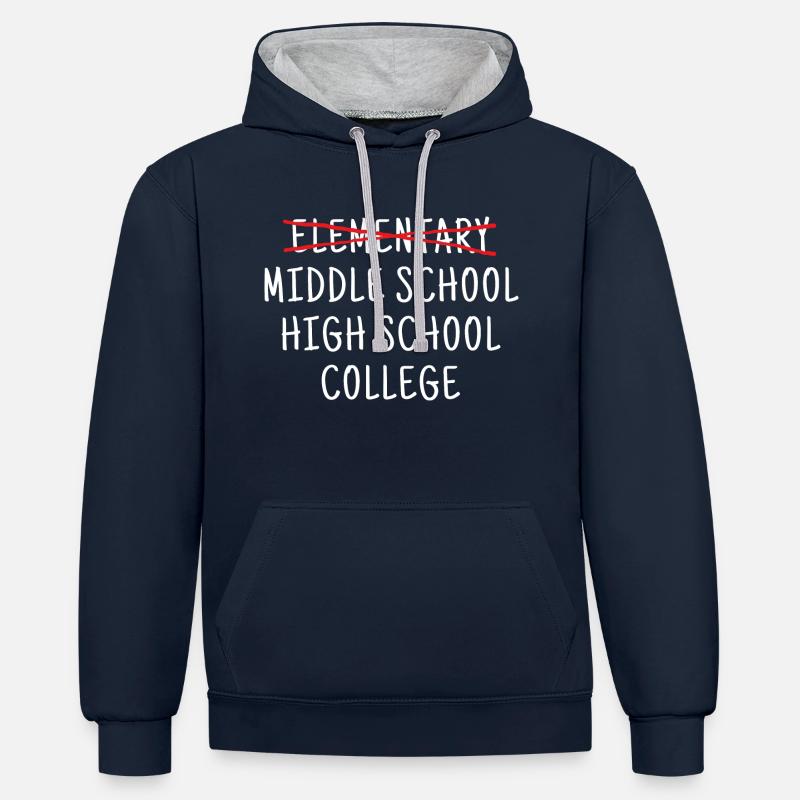 Collège élémentaire collège - Sweat à capuche contrasté - bleu marine/gris chiné