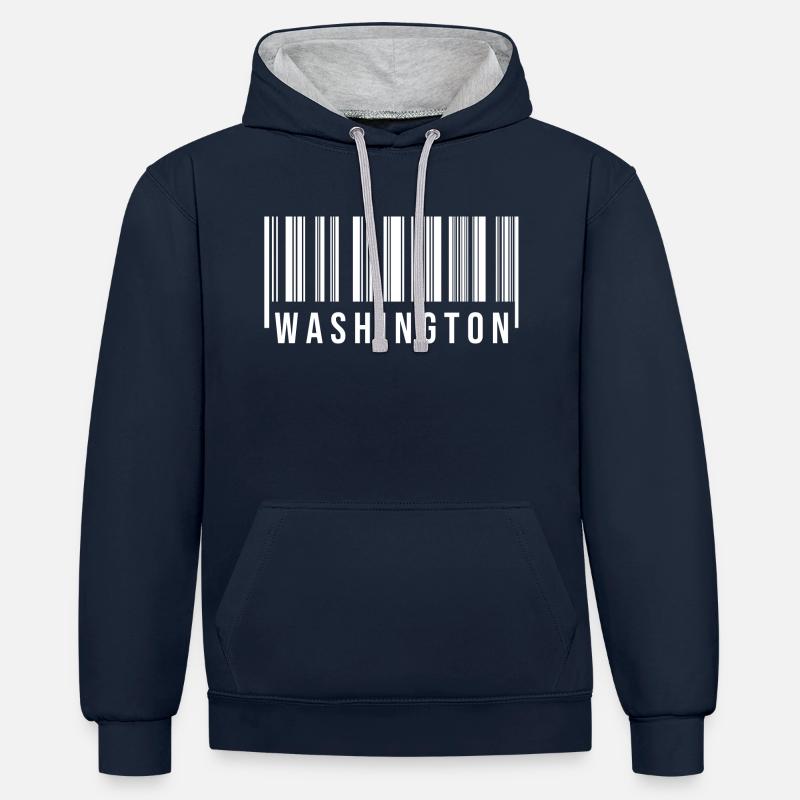 Code-barres de Washington - Sweat à capuche contrasté - bleu marine/gris chiné