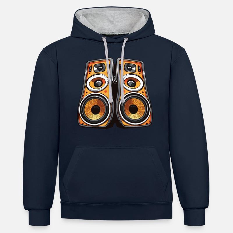 Boîtes à musique Basse - Sweat à capuche contrasté - bleu marine/gris chiné