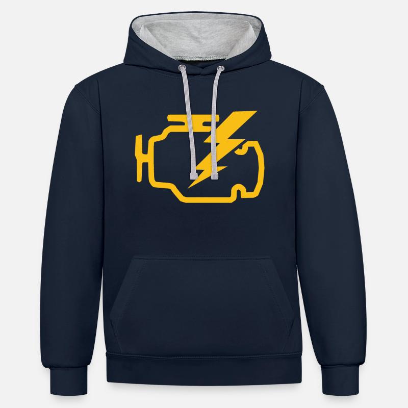 check engine light Zeichen Geschenkidee - Kontrast-Hoodie - Navy/Grau meliert