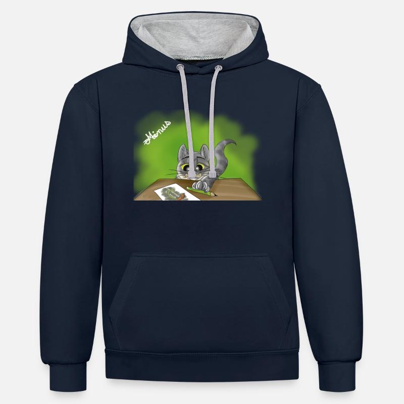 Minus pas punk - Sweat à capuche contrasté - bleu marine/gris chiné