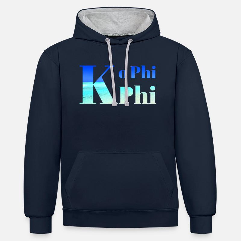 Ko Phi Phi - Sweat à capuche contrasté - bleu marine/gris chiné