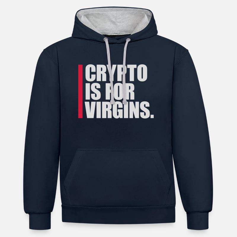 crypto is for virgins - Contrast hoodie - navy/heather grey