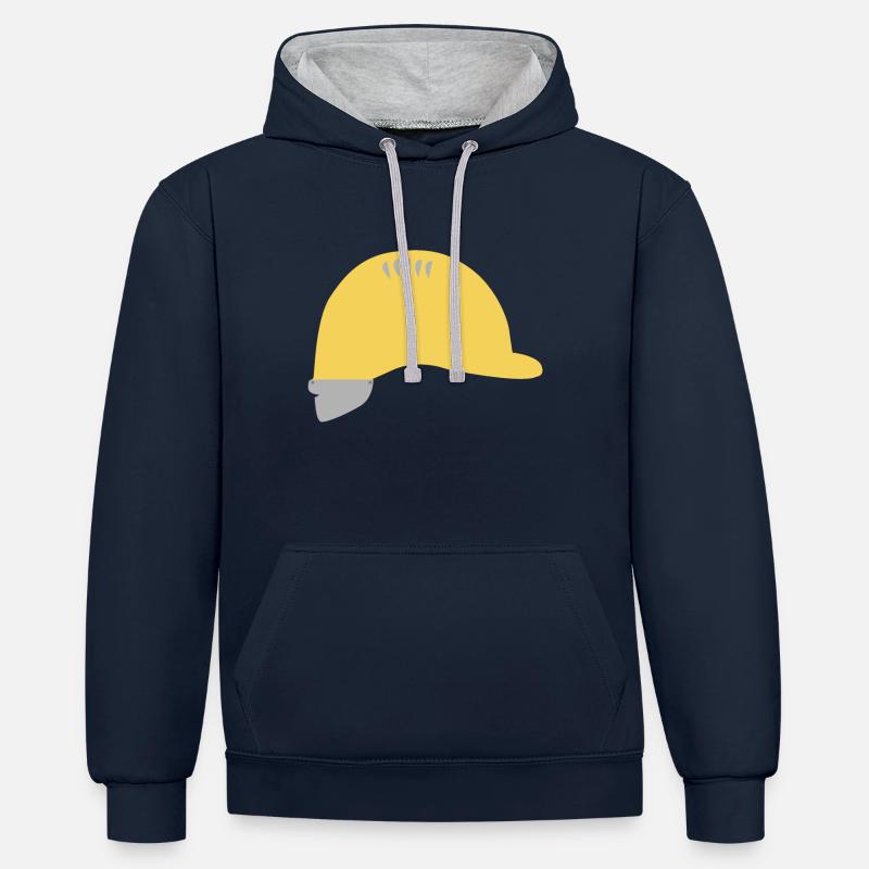 casque de chantier - Sweat à capuche contrasté - bleu marine/gris chiné