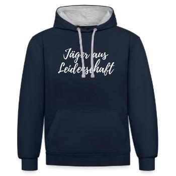 Jäger aus Leidenschaft - Kontrast-Hoodie - Navy/Grau meliert - Vorne - Nico (186cm)