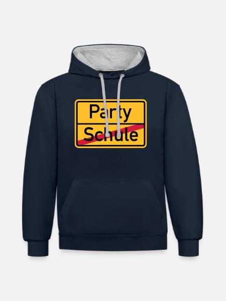 Party - Kontrast-Hoodie - Navy/Grau meliert