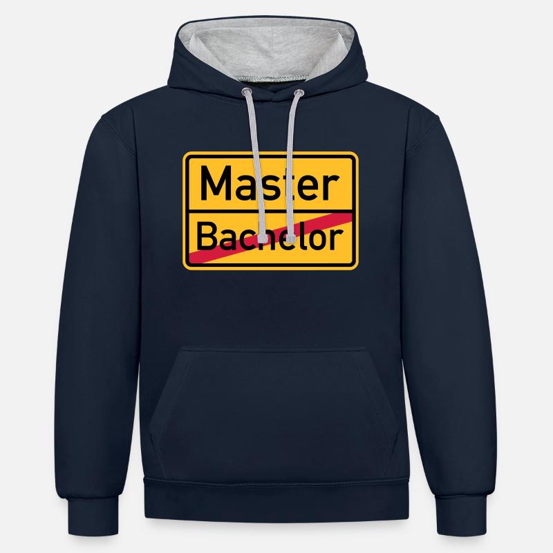 Master - Kontrast-Hoodie - Navy/Grau meliert
