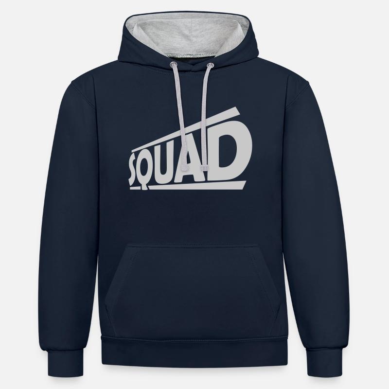Logo Squad Team Design - Sweat à capuche contrasté - bleu marine/gris chiné