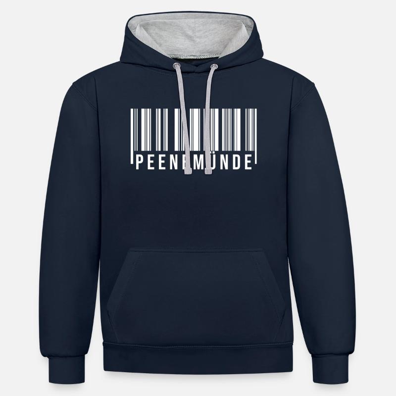 Peenemünde Strichcode - Kontrast-Hoodie - Navy/Grau meliert